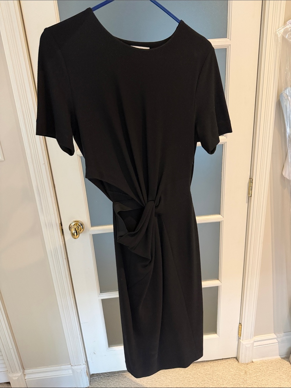 Aritzia Babaton Black Twist-Front Women's Dress with side cut out